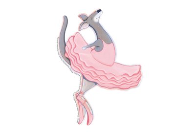 An illustration of a kangaroo in a pink leotard and tutu.