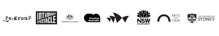 Producer and supporter logos for re:group performance collective's production of AUTO-TUNE