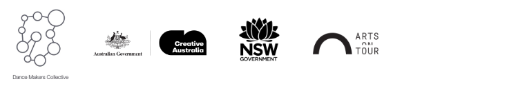 Producer, support and funding logos for Dance Makers Collective's 2026 tour of 'All In'.