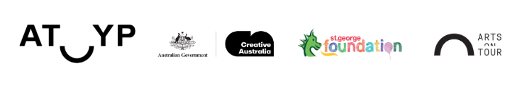 Producer and funding logos for ATYP's production of 'Saplings'